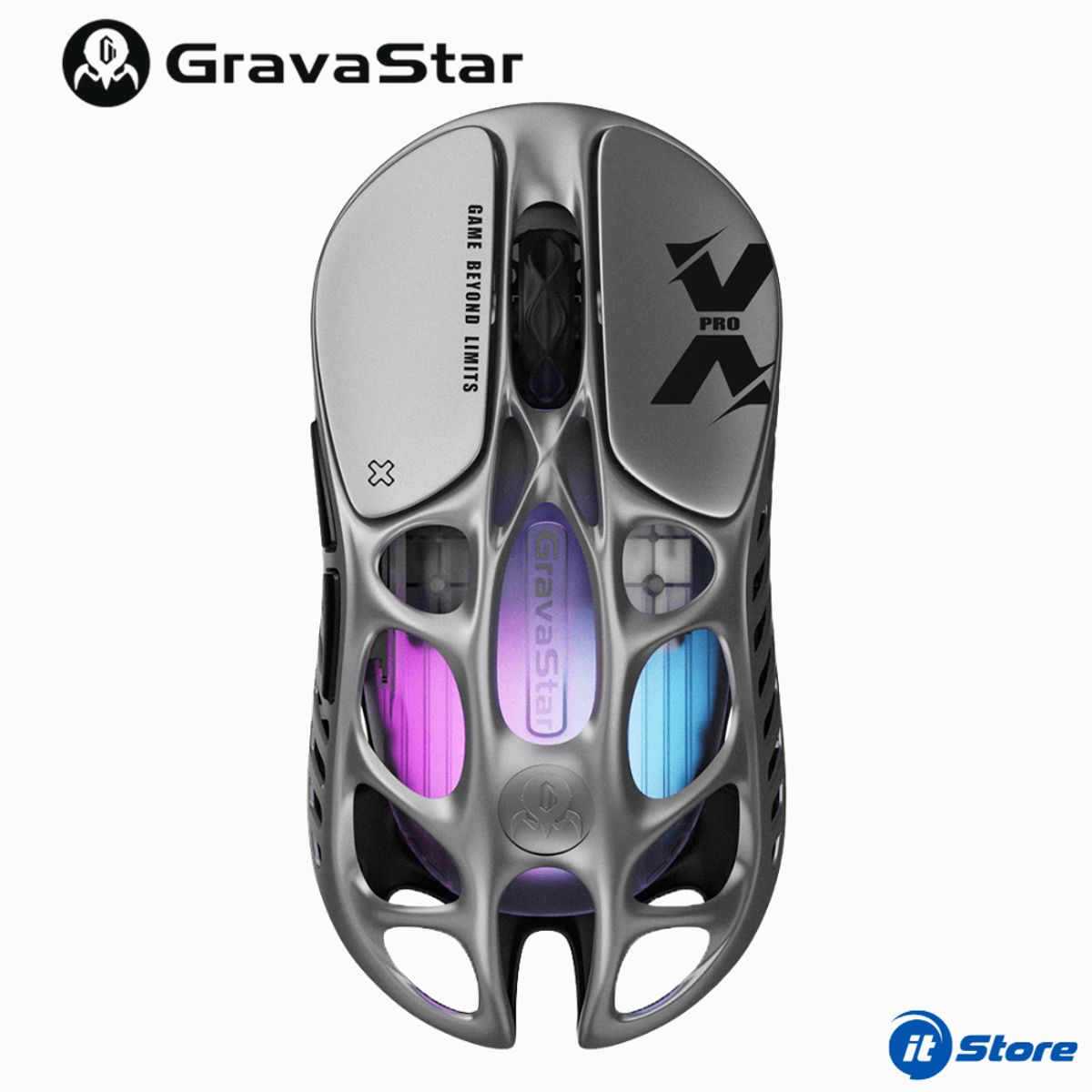 GRAVASTAR - Mouse GravaStar MERCURY XPRO Inalámbrico 8K Dongle INTERSTELLAR SILVER