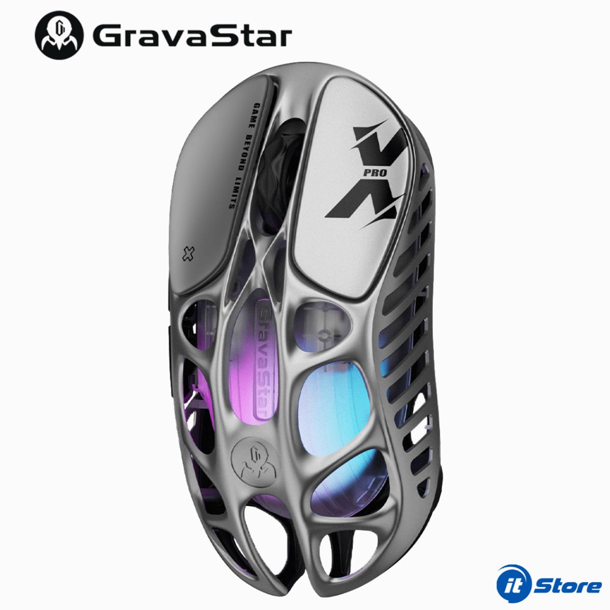 GRAVASTAR - Mouse GravaStar MERCURY XPRO Inalámbrico 8K Dongle INTERSTELLAR SILVER