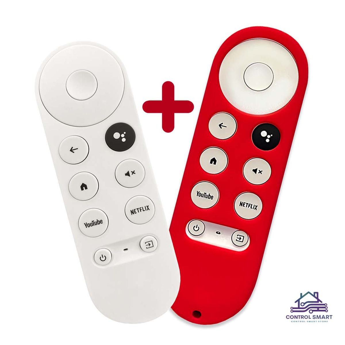 GENERICO - Control Remoto Para Chromecast Google TV 4K  HD + Funda Color Rojo