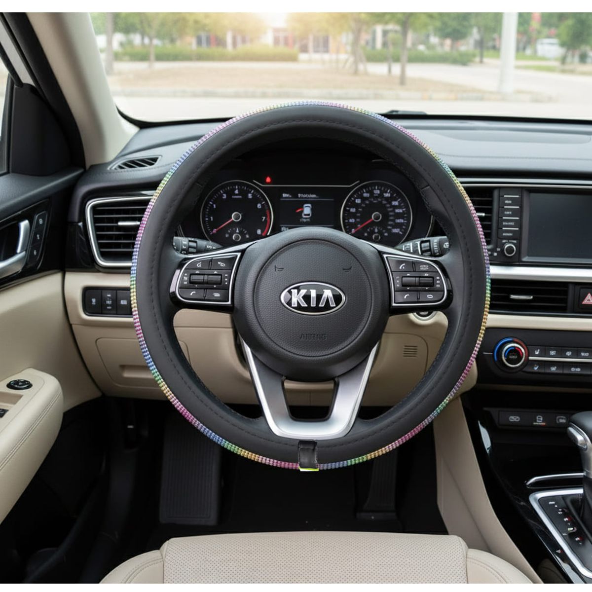 JET - Forro De Timón Bling Bling Multicolor Universal Para Auto Y Camioneta