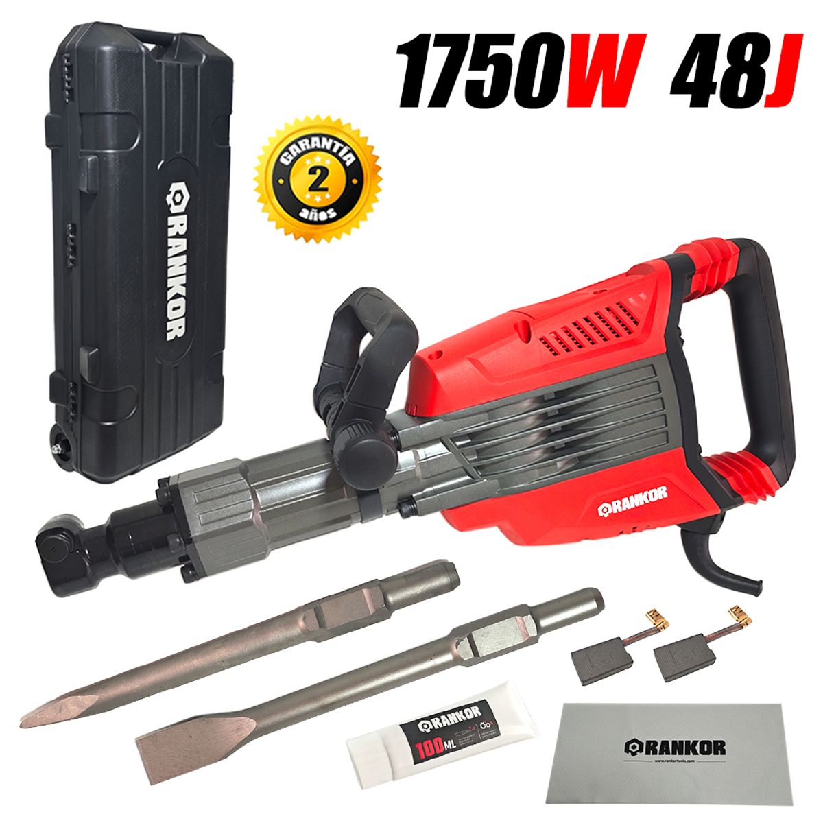 RANKOR - Martillo Demoledor Hexagonal 30mm Industrial Rankor RDB175001 1750W 48J 15kg