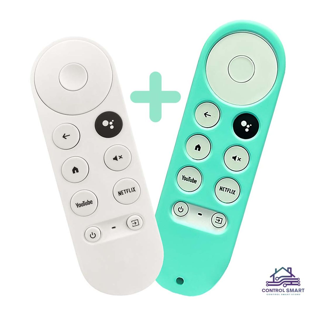 GENERICO - Control Remoto Para Chromecast Google TV 4K  HD + Funda Color Verde Agua