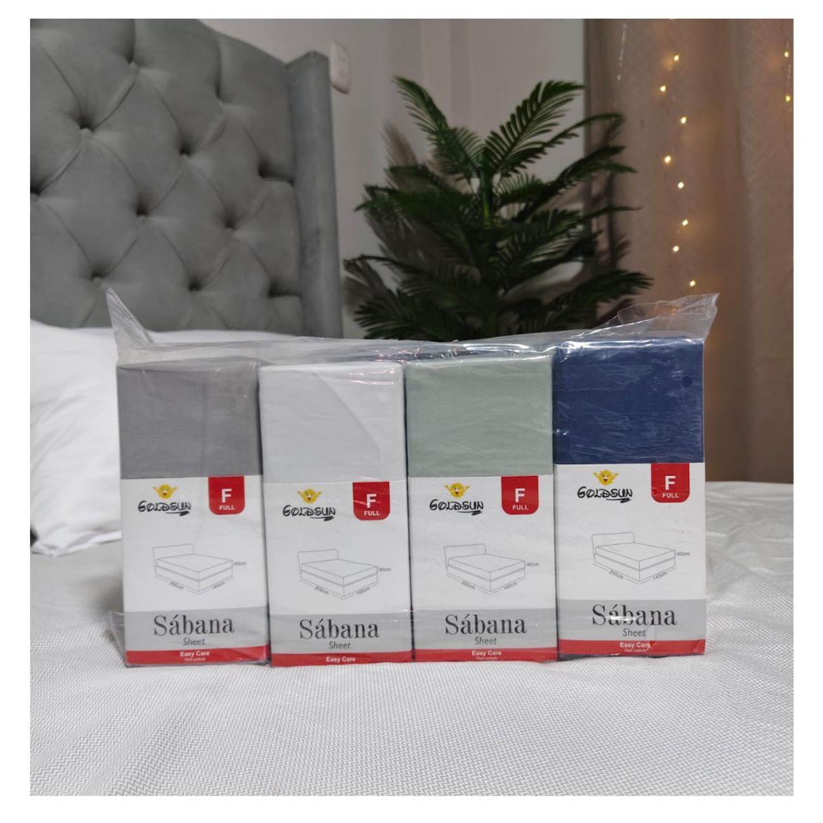 GOLDSUN - PACK DE 4 SÁBANAS GOLDSUN CON ELÁSTICO EN COLOR ENTERO