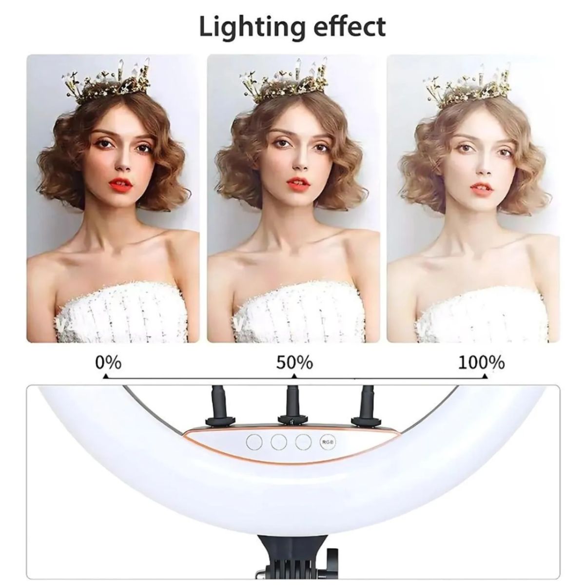 GENERICO - Aro de luz RGB de 45 CM + Trípode 2.10 MT + Control Remoto