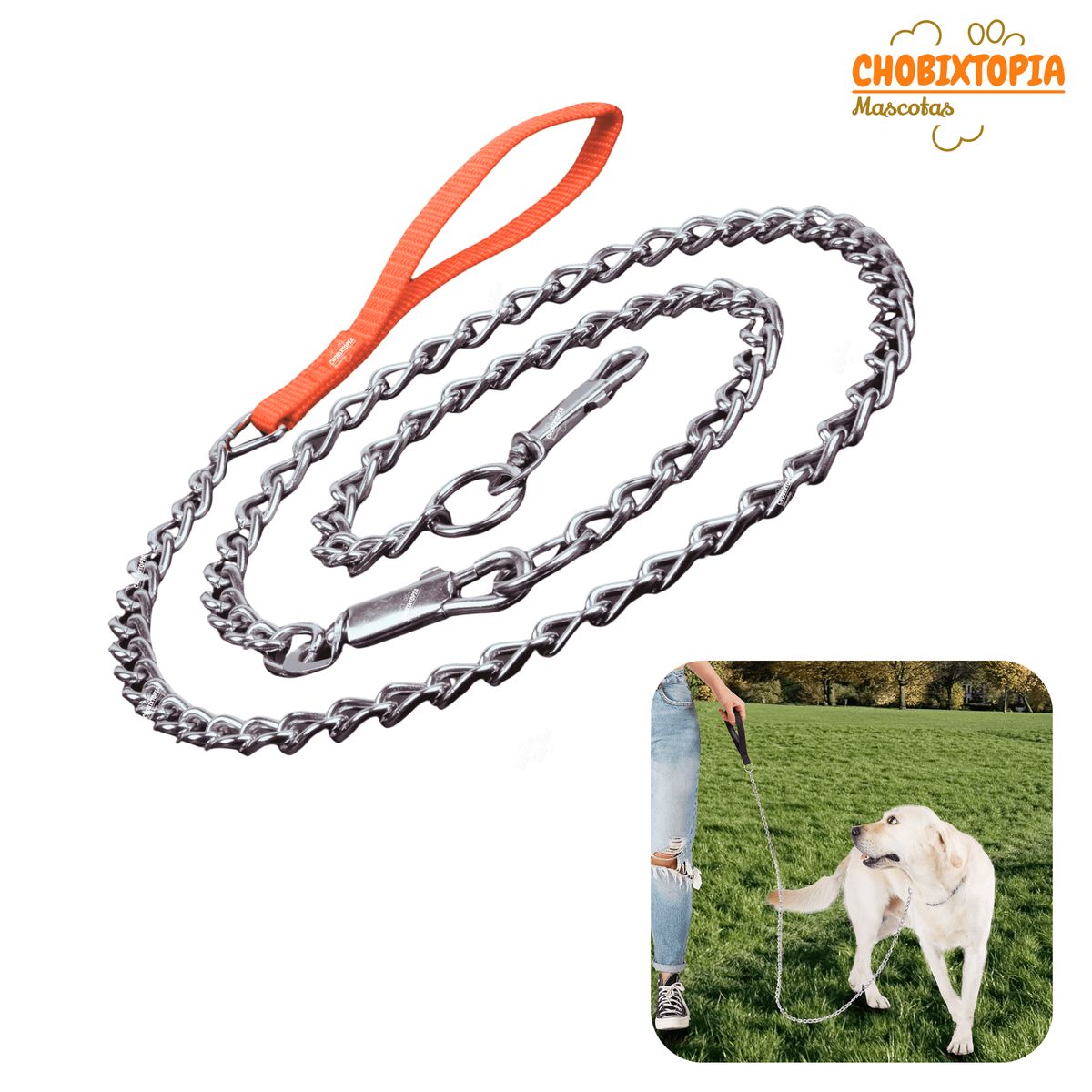 CORREA METÁLICA ANTIMORDIDAS PARA PERROS ROJA - 120cmx2mm, marca GENERICO - Foto Principal