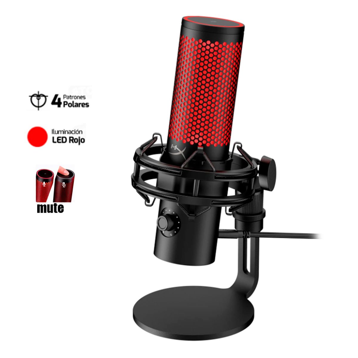 HYPERX - Microfono HyperX QuadCast 2 USB de Estudio para Streaming 4 patrones