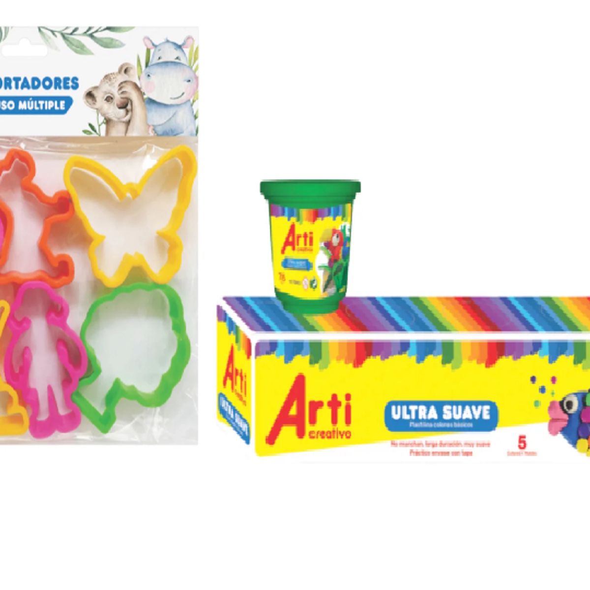 GENERICO - PLASTILINA ULTRA SUAVE ARTI CREATIVO - X 5 UND, plastelina y cortadores