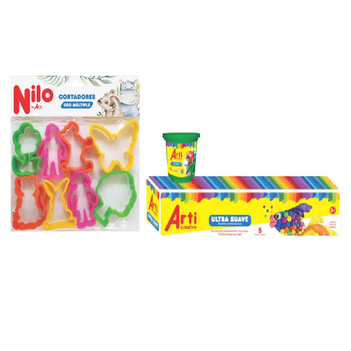 GENERICO - PLASTILINA ULTRA SUAVE ARTI CREATIVO - X 5 UND, plastelina y cortadores