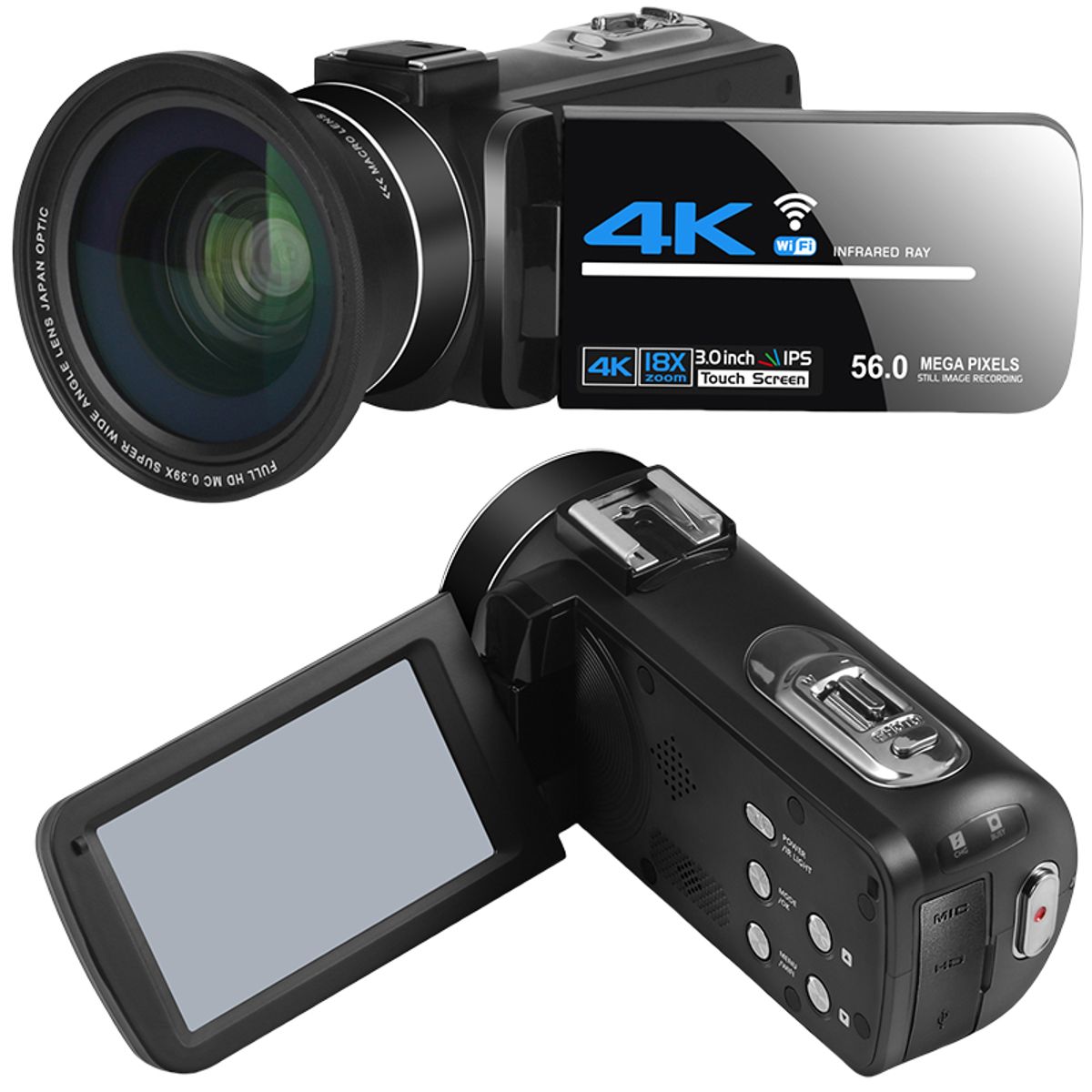 RENVMEXY - digitales Cámaras de video 4K30FPS 56MP RENVMEXY AF2 Negro