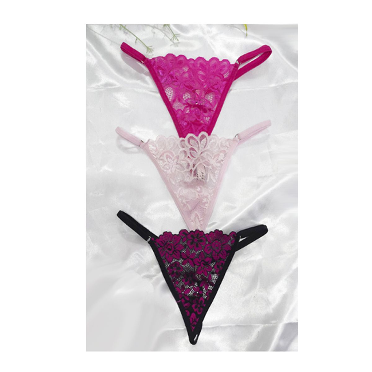 GENERICO - Pack de 3 tangas Gio M Rosa, Fucsia y N con Fucsía