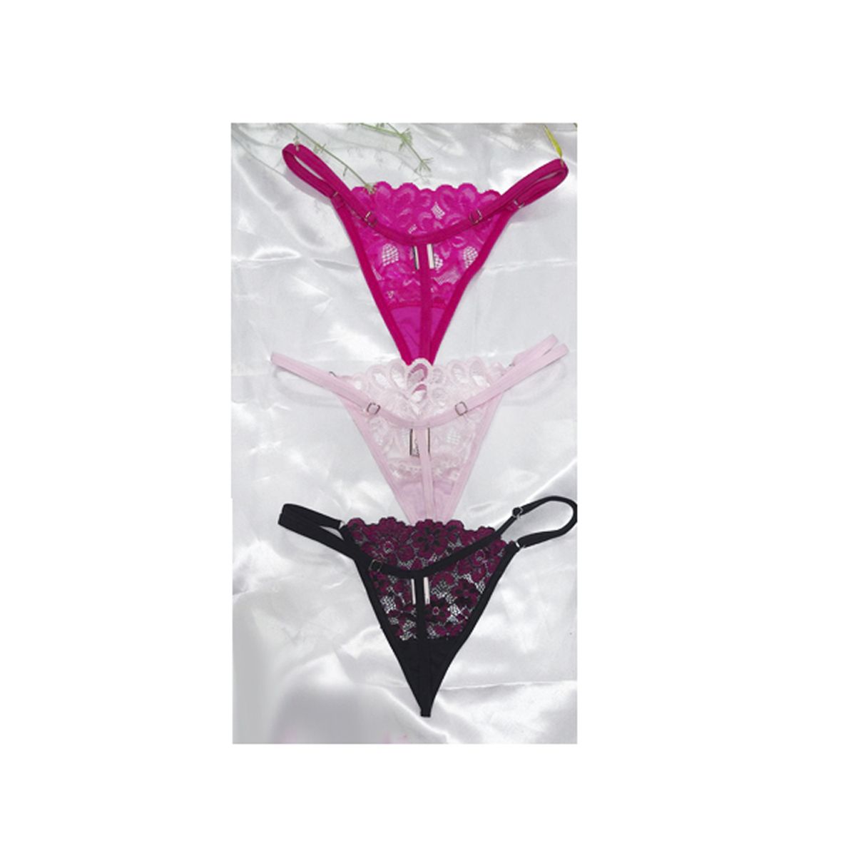 GENERICO - Pack de 3 tangas Gio M Rosa, Fucsia y N con Fucsía