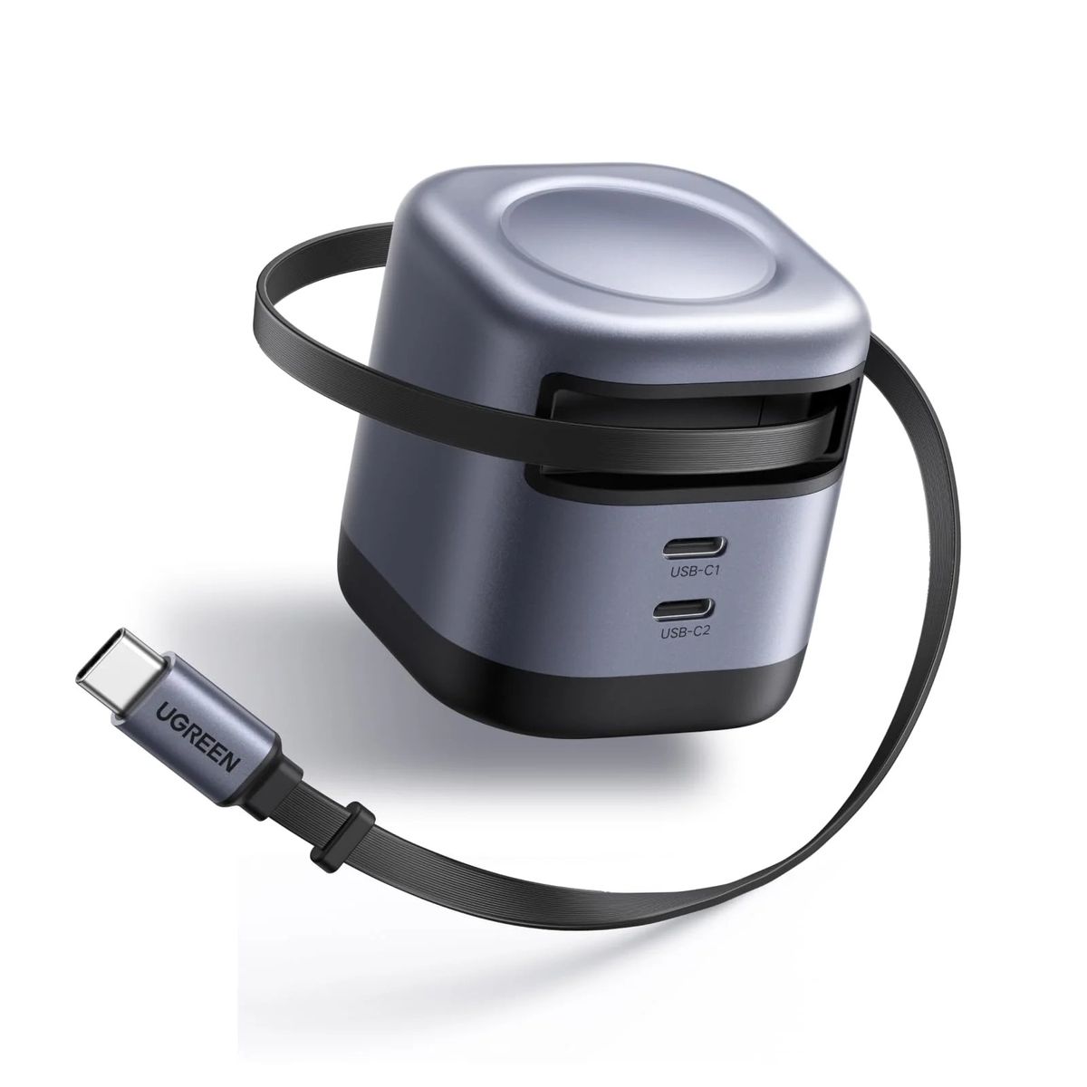 UGREEN - Cargador UGREEN 45W Dual Port Cable Retractil Tipo C