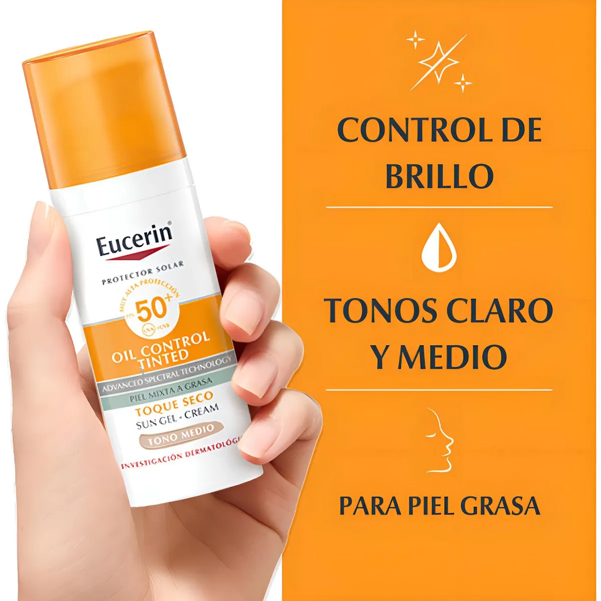 EUCERIN - Protector Solar Eucerin Toque Seco Color Medio Fps 50 50ml