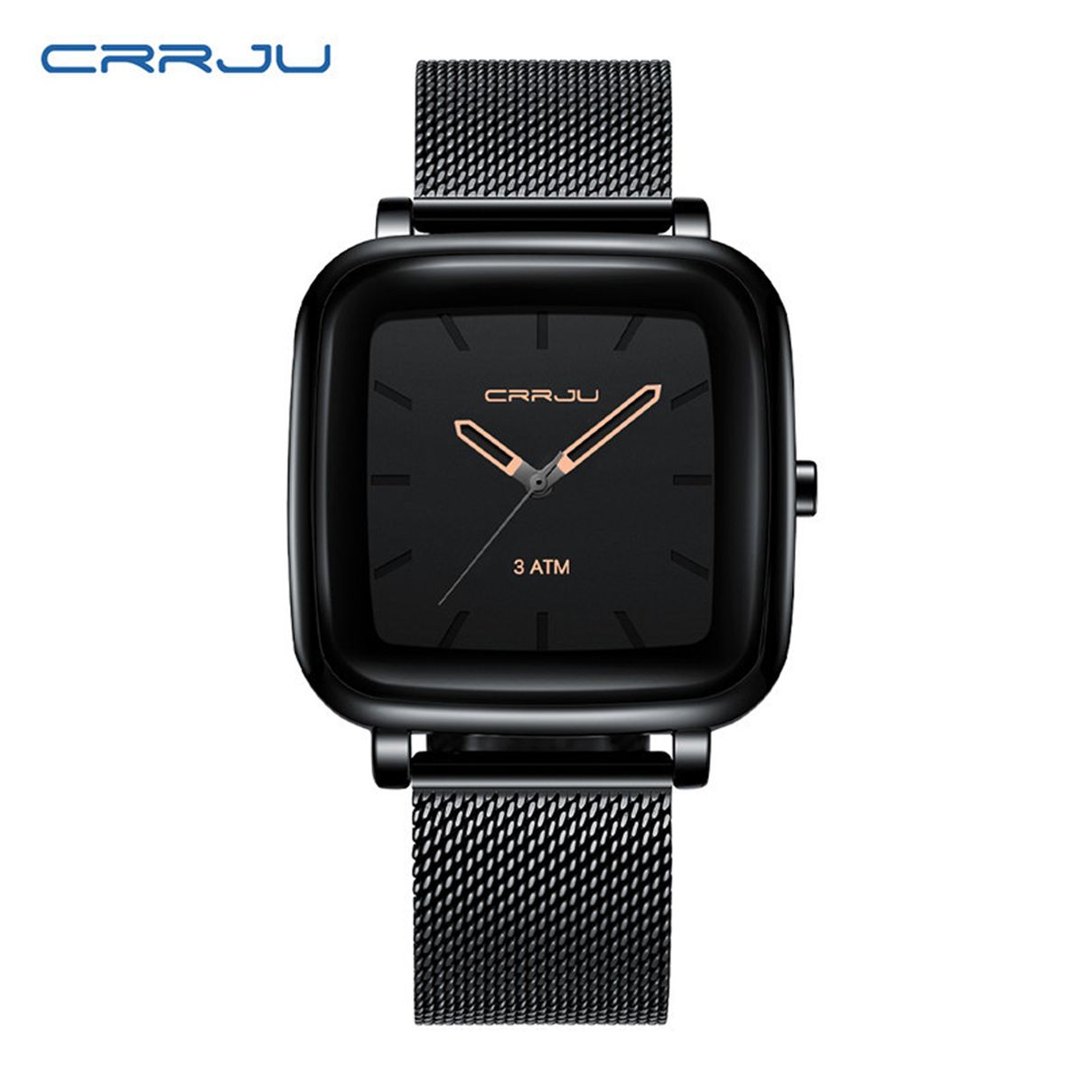 CRRJU - RELOJ NEGRO DORADO METAL HOMBRE ESTILO CUADRADO DOR122