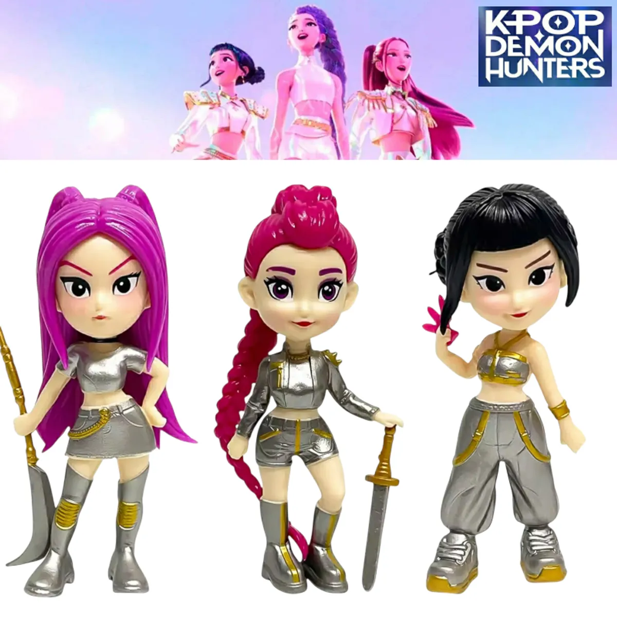 GENERICO - K-POP DEMON HUNTERS PACK 3 MUÑECAS  DE COLECCION