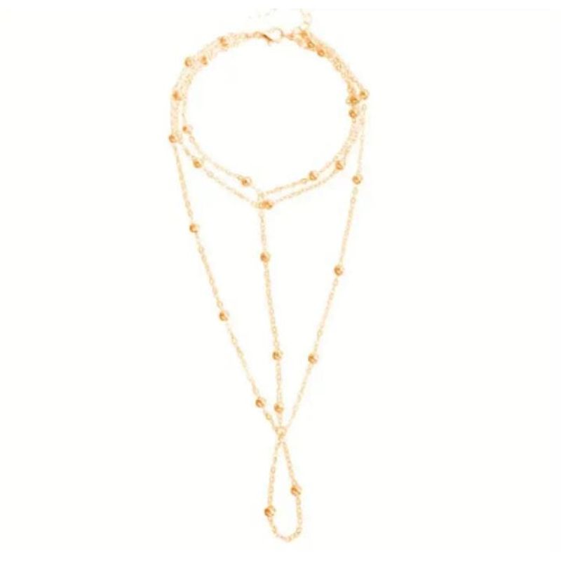 MORITA BAG STORE - TOBILLERA MULTICAPA MINIMALISTA CON CADENA DE PIE COLOR DORADO