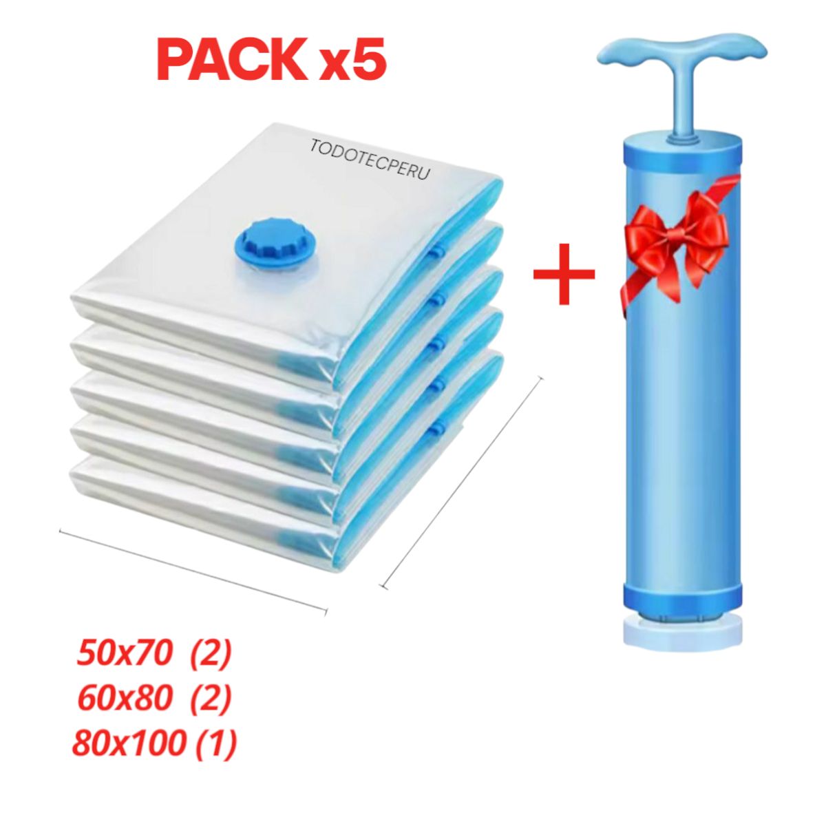 GENERICO - 2 PACKS BOLSAS AL VACIO MAS INFLADOR SUCCIONADOR DE AIRE