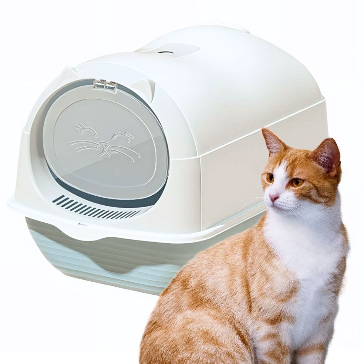 GENERICO - ARENERO 2 en 1 Con Diseño de Gato Gris y Blanco GRATIS Pala