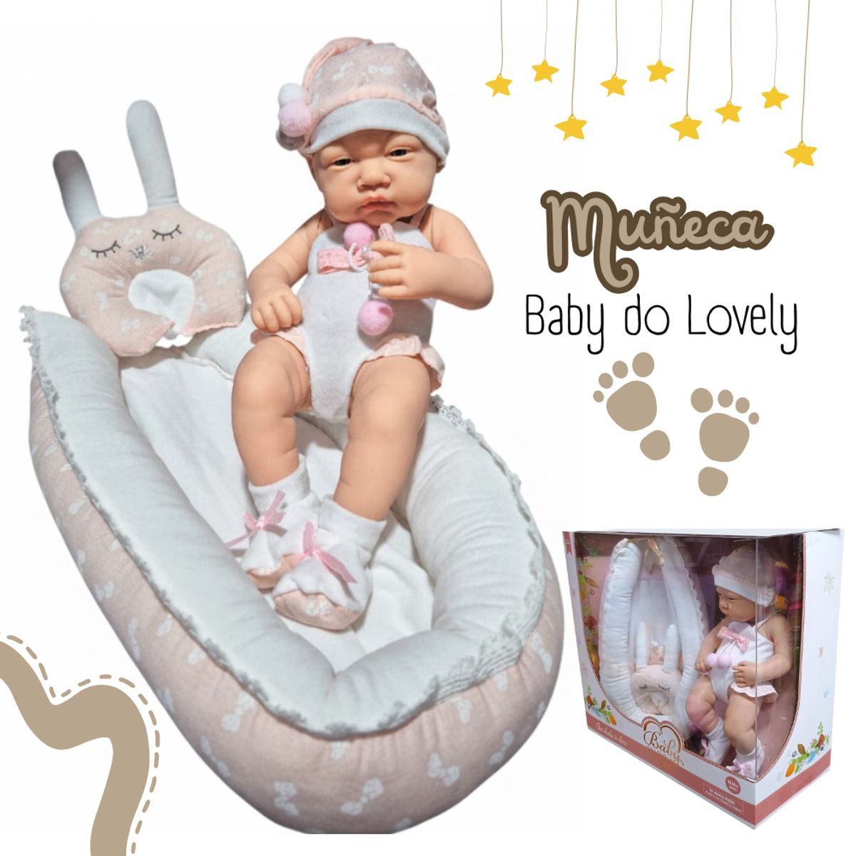 GENERICO - Muñeca Baby Do Lovely con Cuna Nido Modelo 1901-1