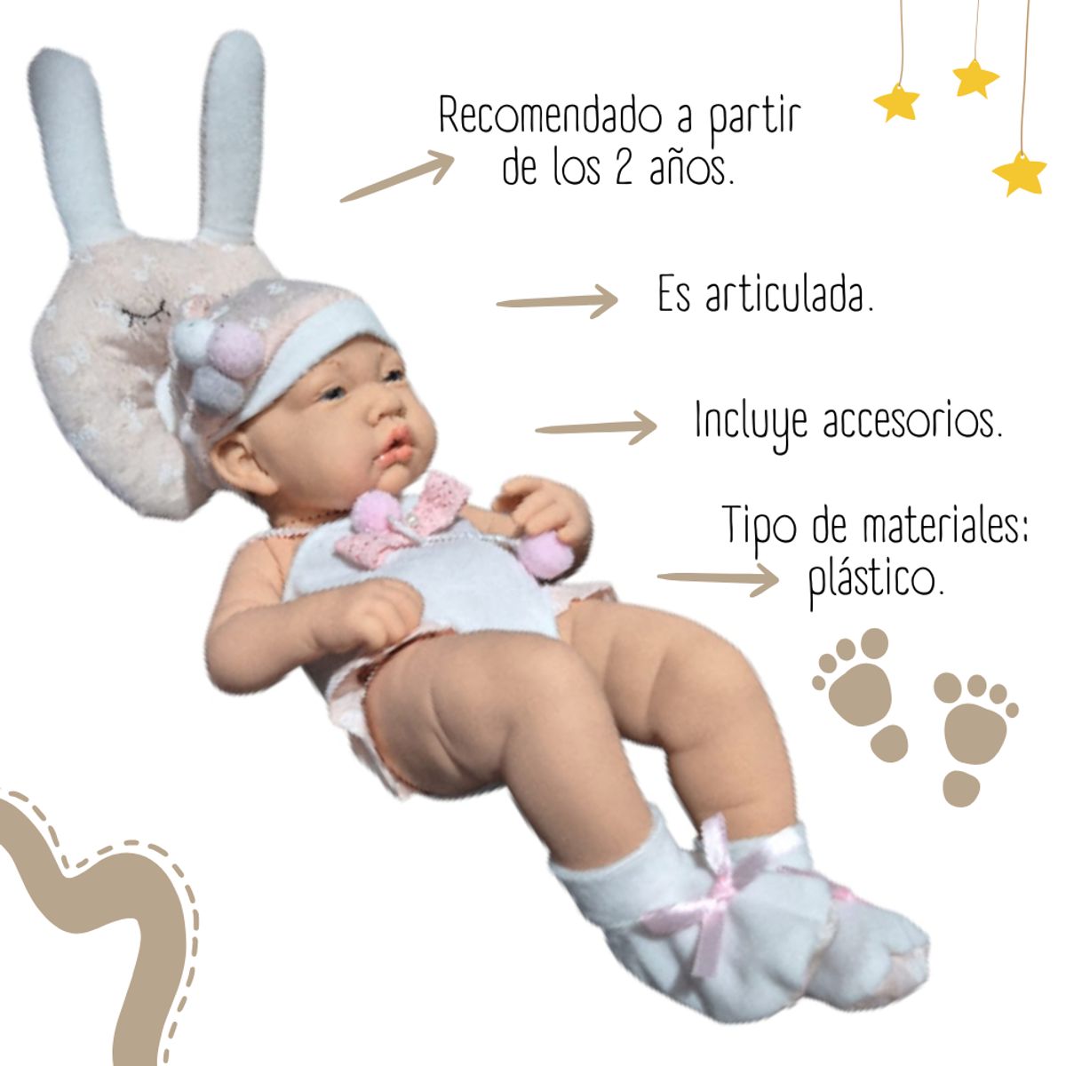 GENERICO - Muñeca Baby Do Lovely con Cuna Nido Modelo 1901-1