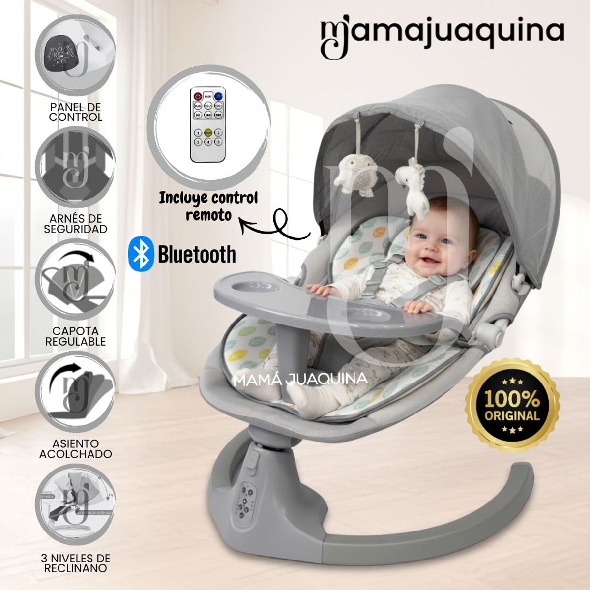 BABY - Mecedora Eléctrica para Bebés «STAR NEW» Edición Limitada Gray