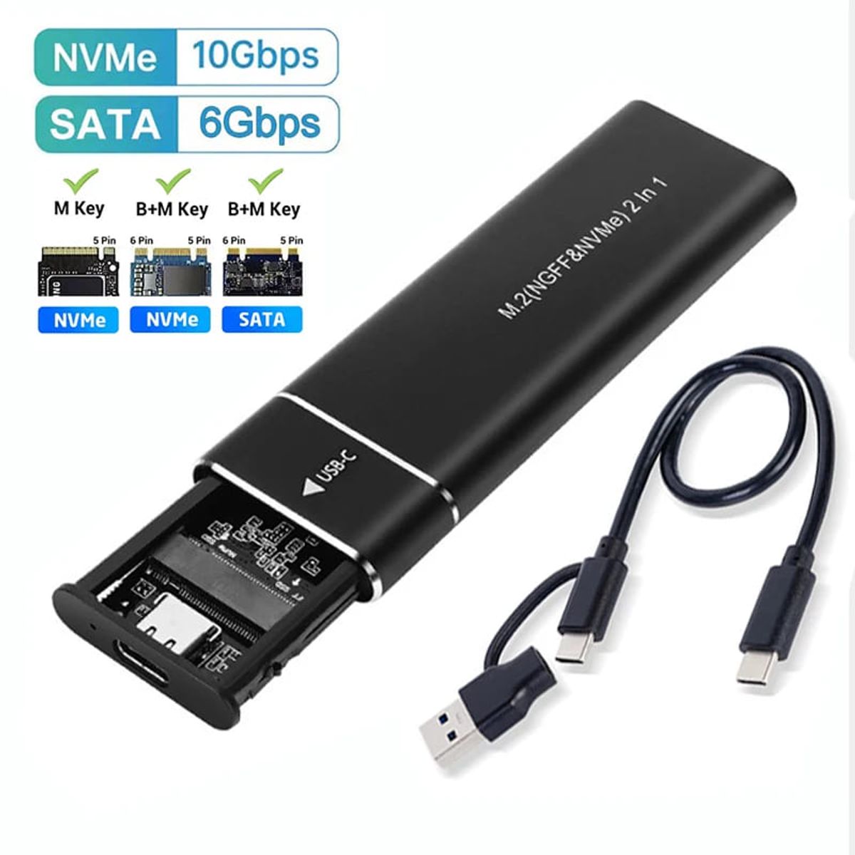 UGREEN - Case M2 SSD NVME y SATA  USB C a C