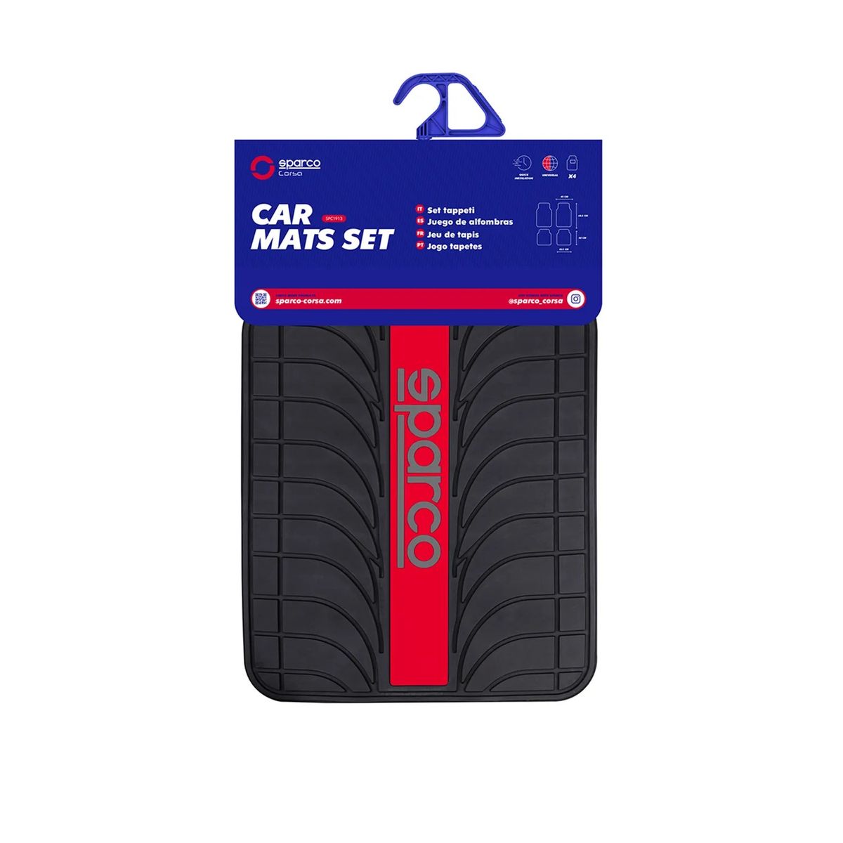 SPARCO - Piso SPARCO Tapete para Auto x4 Piezas Rojo