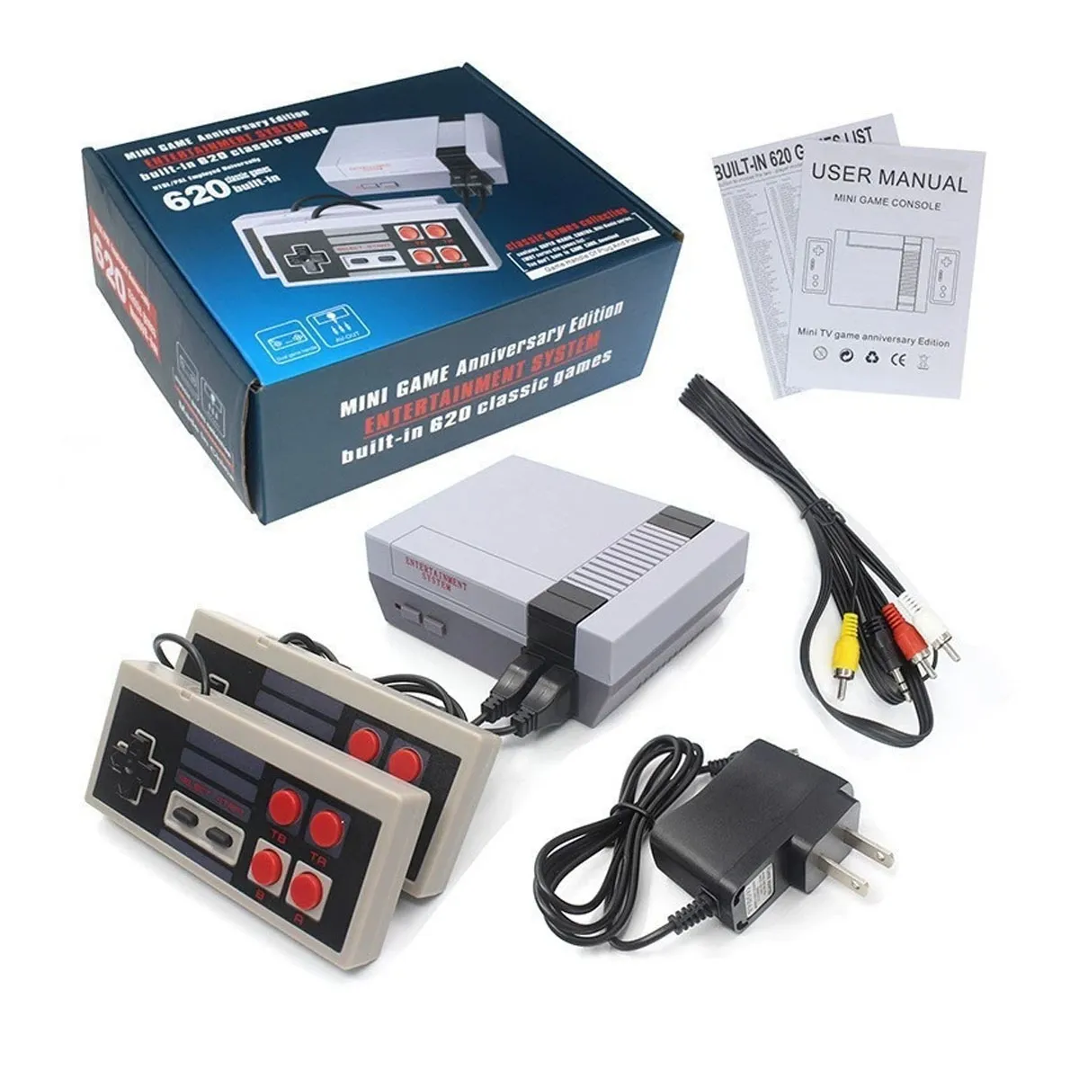 GENERICO - Consola Retro 620 Juegos Incluidos Con 2 Controles