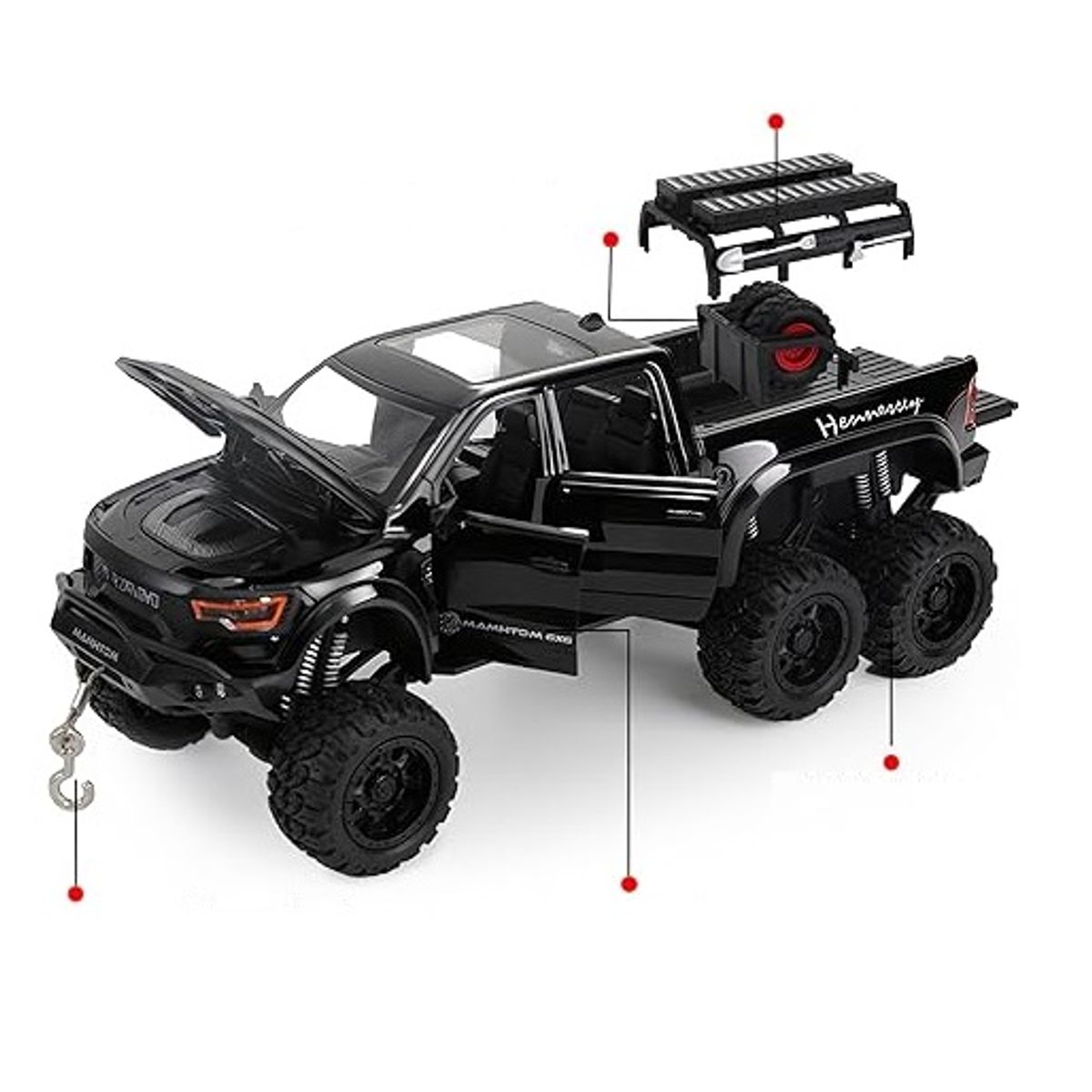 DIECAST MASTER - CAMIONETA COLECCION DODGE RAM MAMMOTH SONIDO Y LUZ ESCALA 1: 24