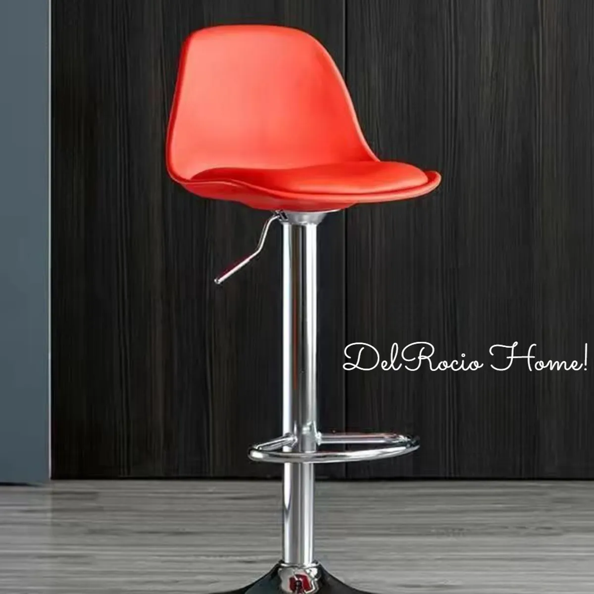 GENERICO - SILLA BANCO BAR TABURETE GIRATORIO REGULABLE CON RESPALDO Y REPOSAPIÉS DE ACERO