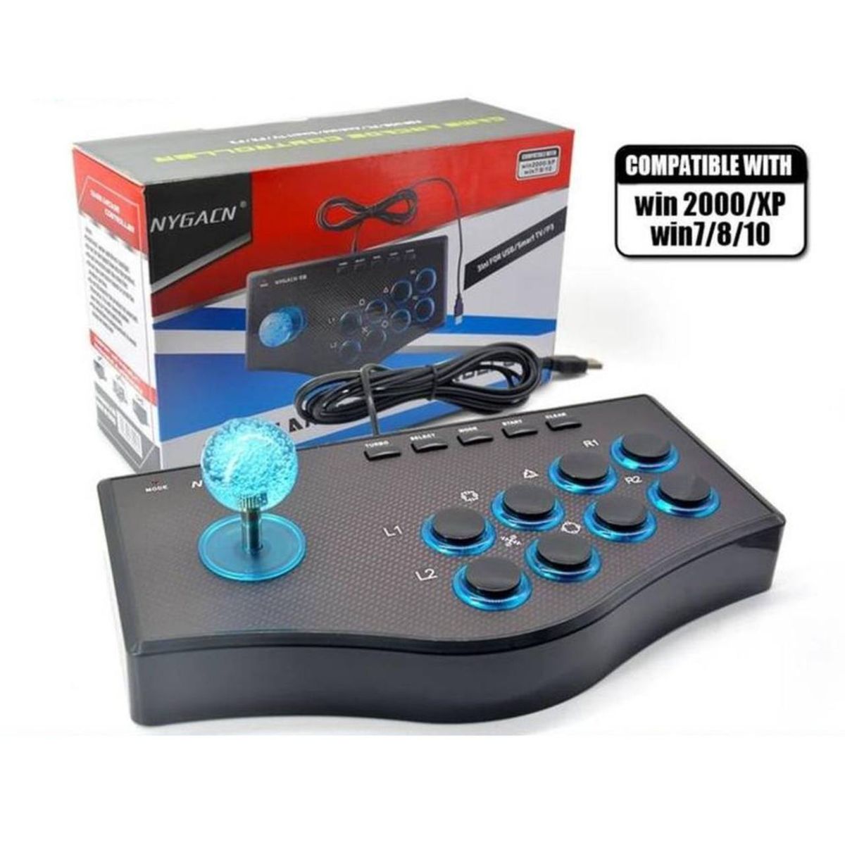 GENERICO - CONTROL ARCADE USB TIPO JOYSTICK PARA PC Y EMULADORES