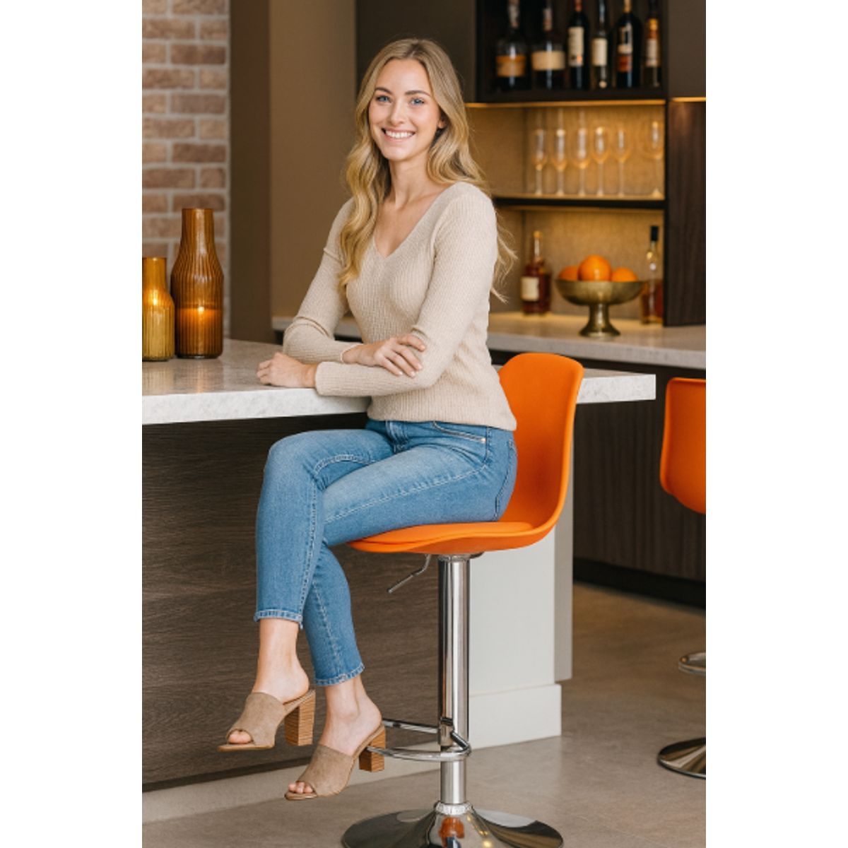 GENERICO - SILLA BANCO BAR TABURETE GIRATORIO REGULABLE CON RESPALDO Y REPOSAPIÉS COCINA Y SALA