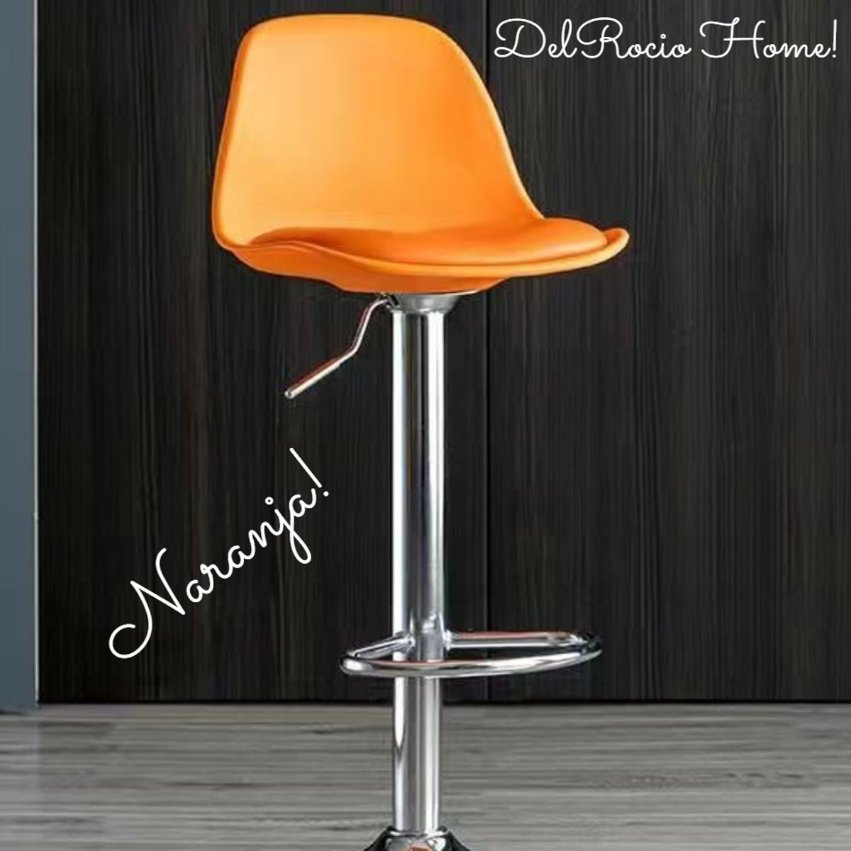 GENERICO - SILLA BANCO BAR TABURETE GIRATORIO REGULABLE CON RESPALDO Y REPOSAPIÉS COCINA Y SALA