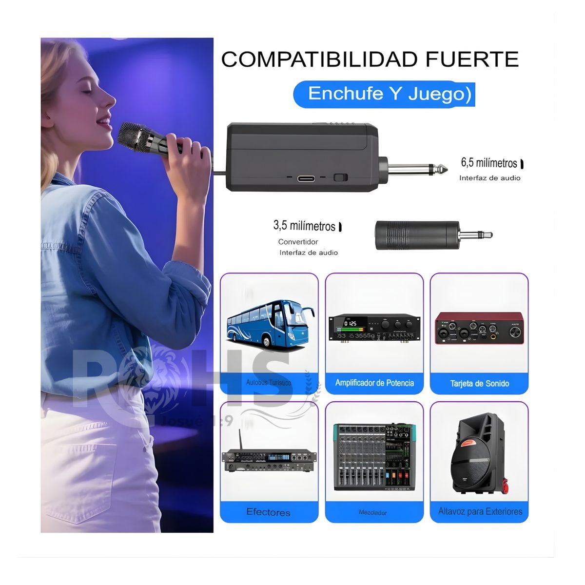 ROHS - Micrófono Karaoke Inalámbrico de 2 Unidades KIMISO KMS-901MC