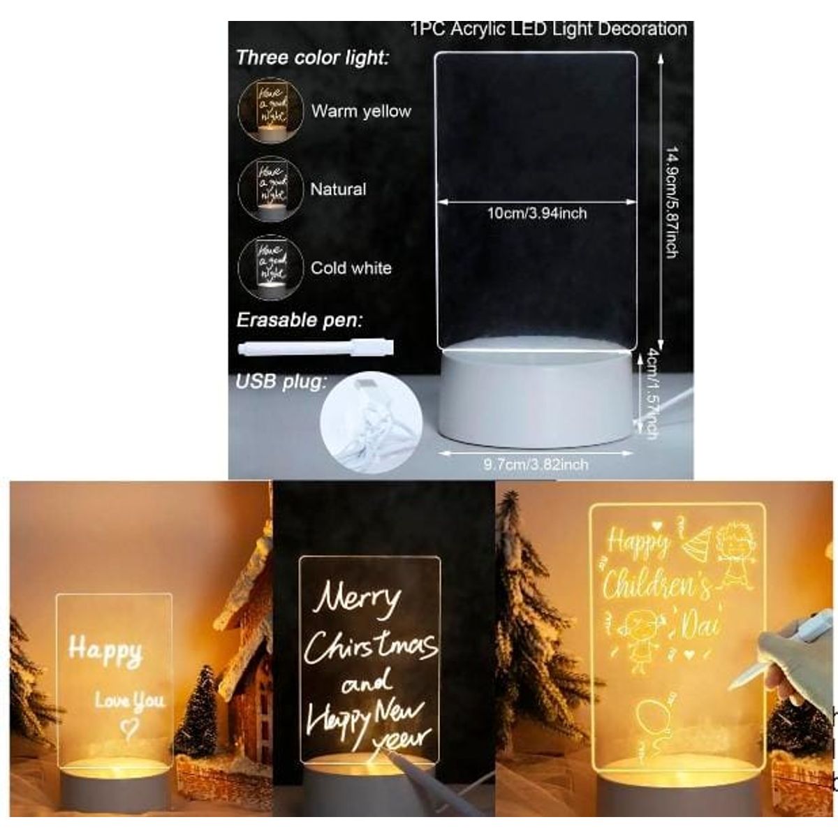 GENERICO - Pizarra de Notas Led Tablero de Mensajes Luminoso