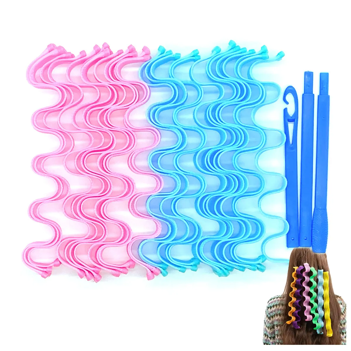 ZIMRAHYG - Set Rulos Onduladores 24 Pcs Rosa y Azul
