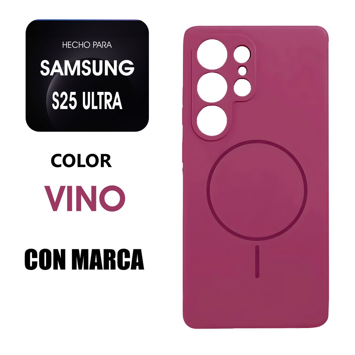 GENERICO - Silicone Case Con MagSafe Para Samsung S25 Ultra Vino Con Marca