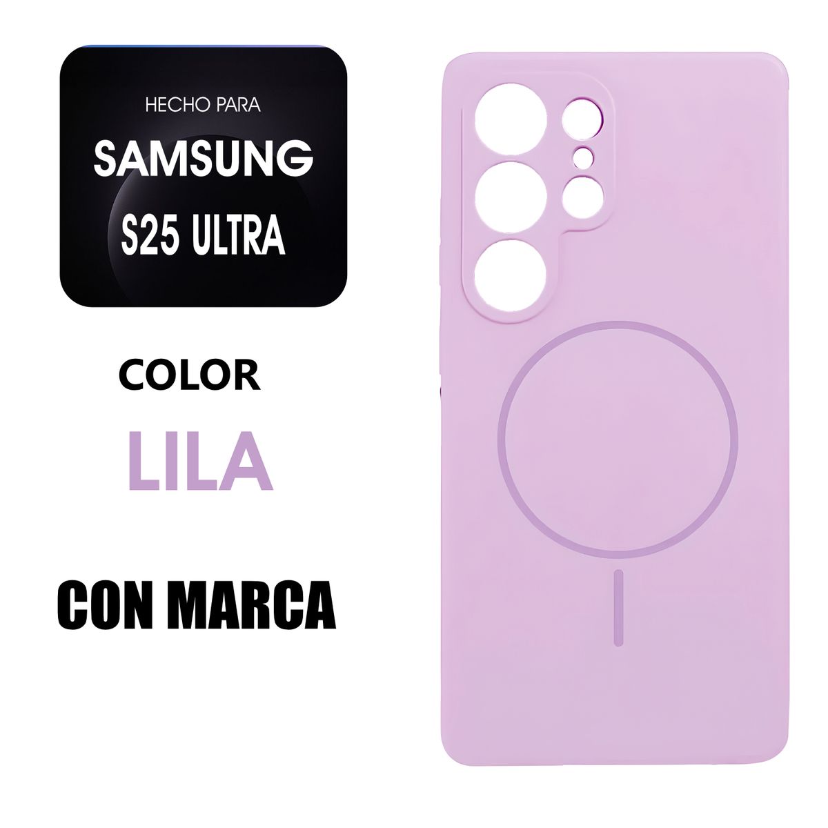 GENERICO - Silicone Case Con MagSafe Para Samsung S25 Ultra Lila Con Marca