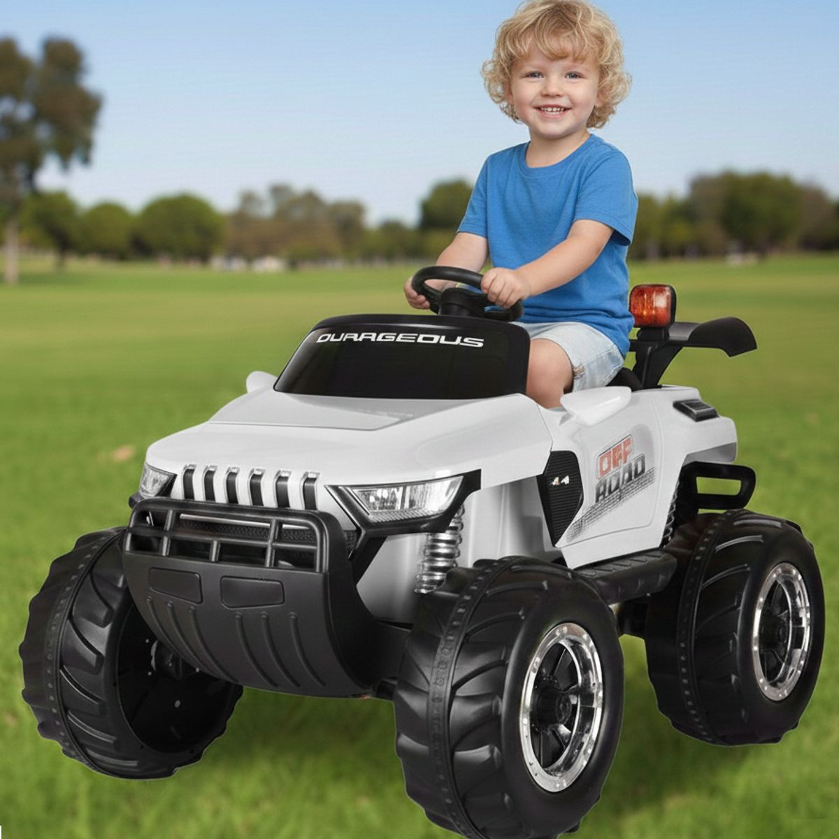 GENERICO - Carro a Batería Camioneta Stronger modelo 4x4 Todo Terreno para Niños Blanco