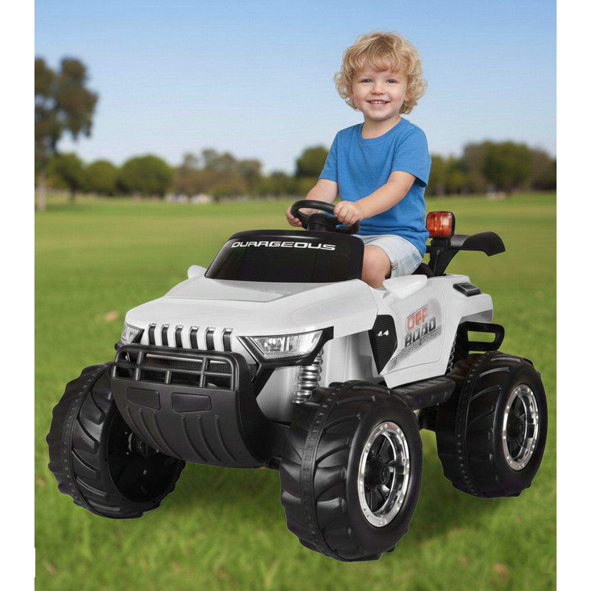 GENERICO - Carro a Batería Camioneta Stronger modelo 4x4 Todo Terreno para Niños Blanco