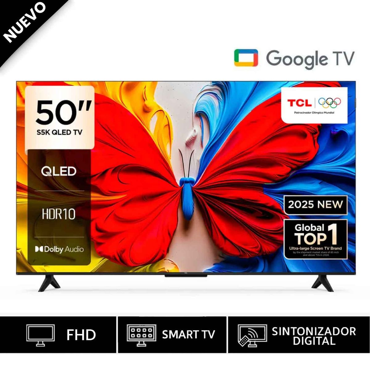 TCL - Televisor TCL QLED FHD Smart Google TV 50S5K Año 2025