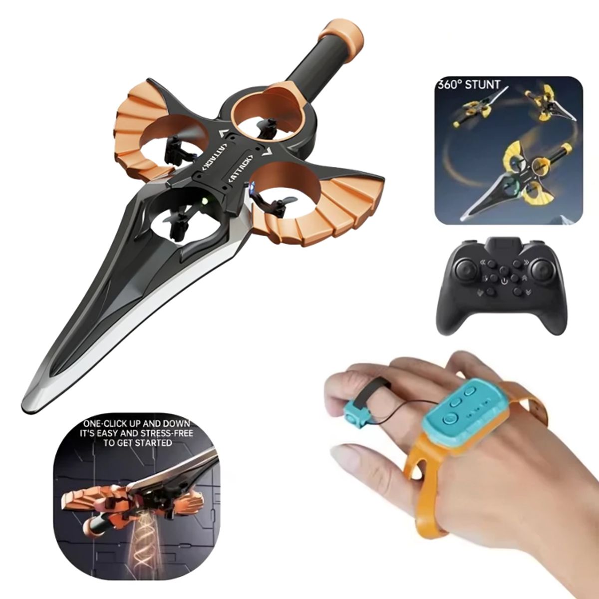 GENERICO - Dron Espada Voladora Acrobática 360° con Doble Control Remoto