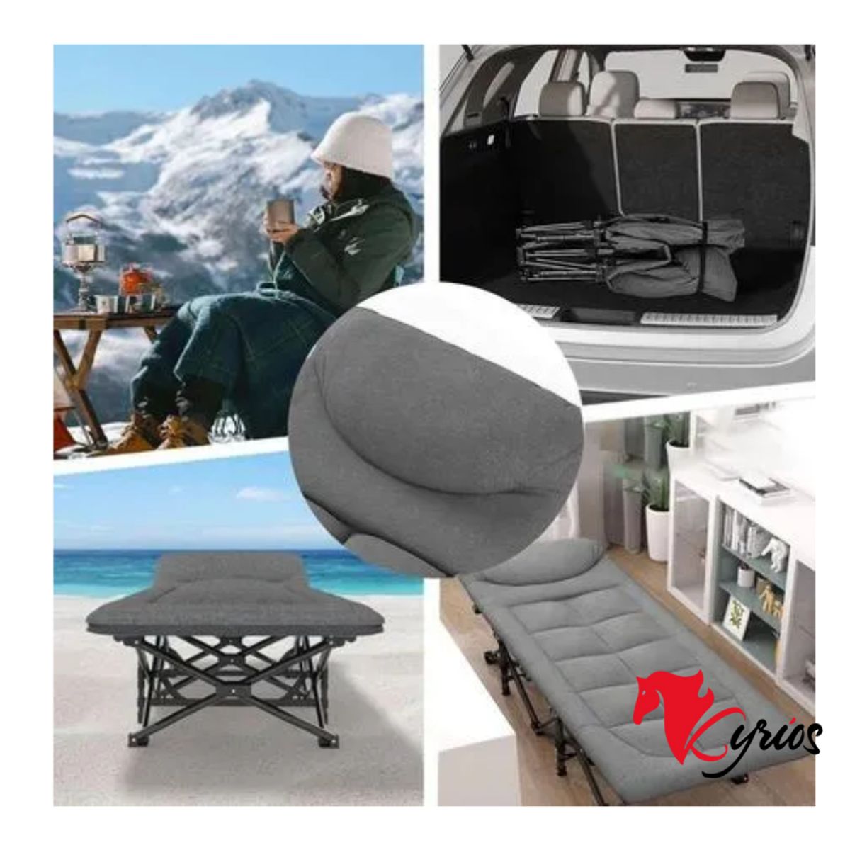 NO LOGO - CAMA PLEGABLE PORTATIL + ACCESORIOS Y ACERO REFORZADO