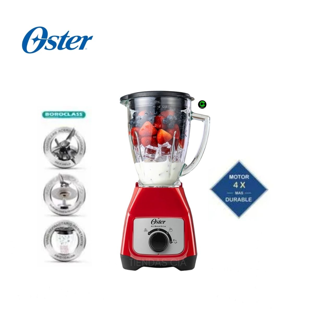 OSTER - TriCombo Oster Licuadora BLSTKAGRRD + Freidora 4L y Olla Arrocera CKSTRC10DFPNK