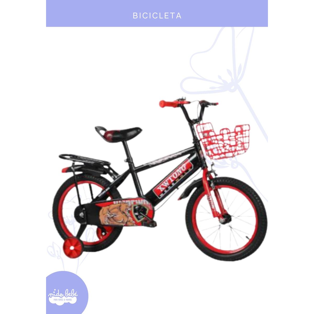 Baby - BICICLETA INFANTIL MODELO "XWTONG" ARO 16 - COLOR ROJO