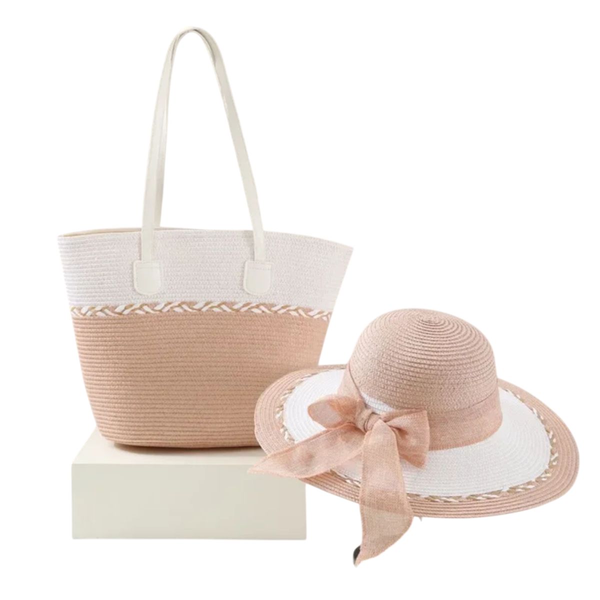 GENERICO - Set de Playa Bolso Grande con Sombrero Elegante