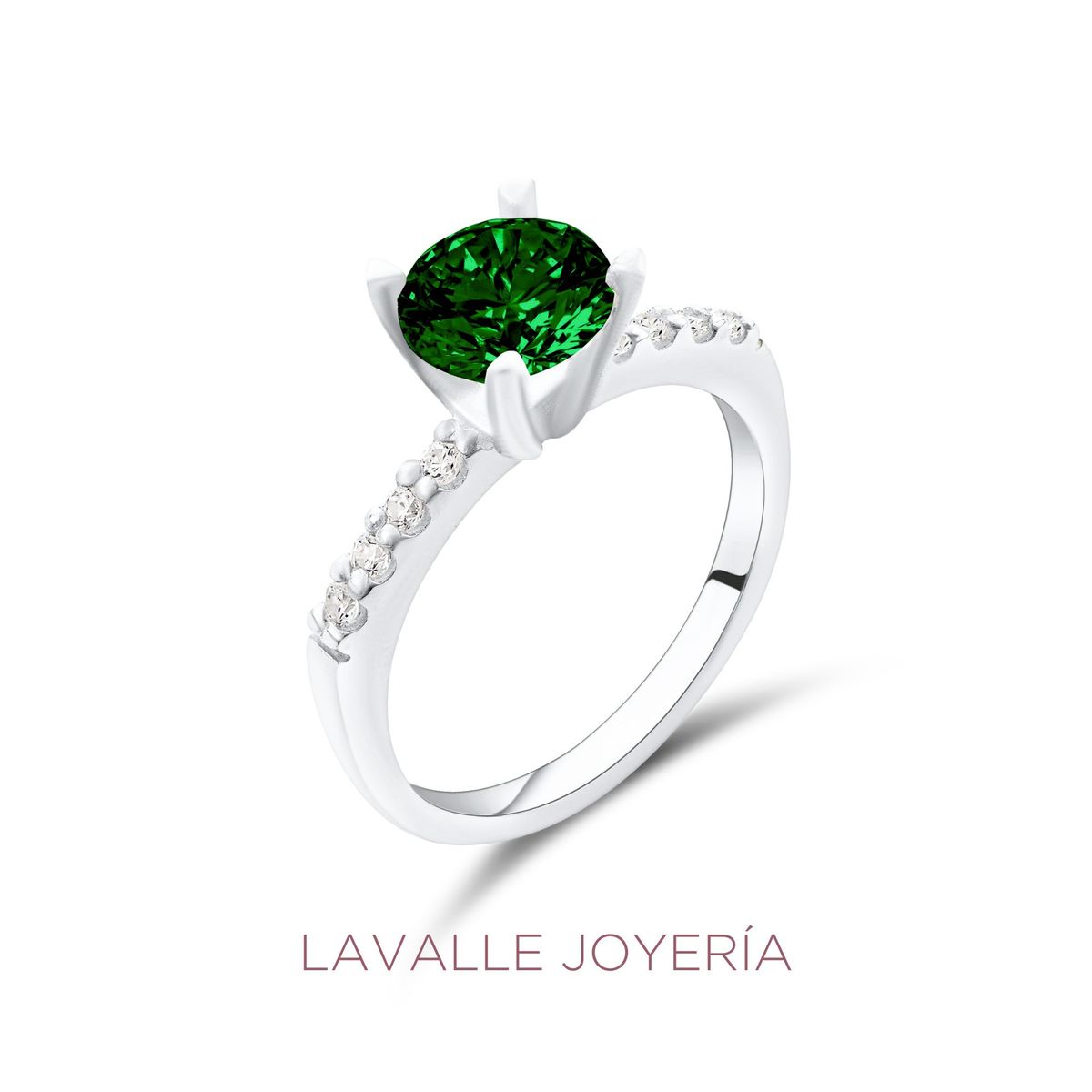GEN - Anillo Promesa en Plata 950 Color Esmeralda Lavalle Joyeria