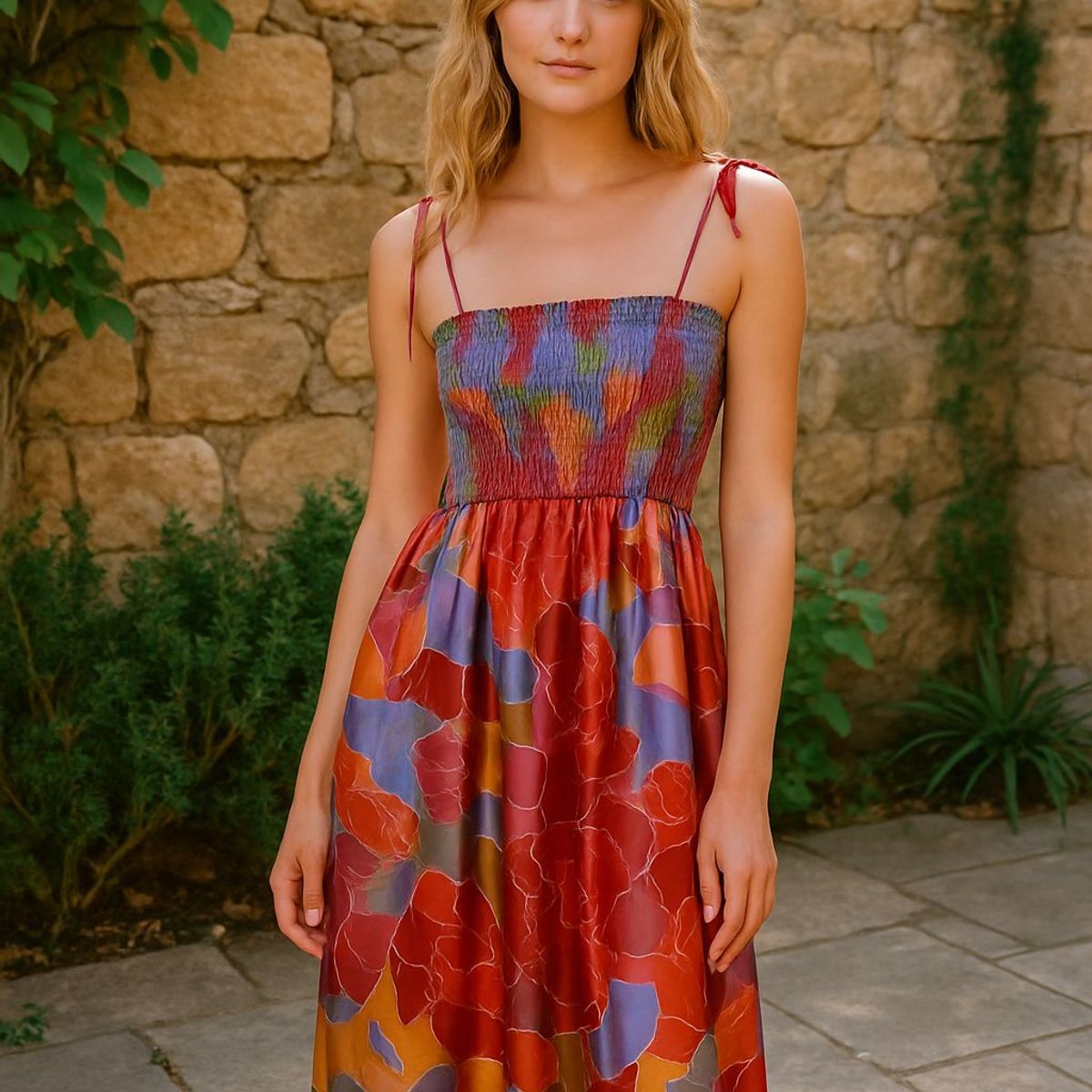 AMA OUTFITTERS - VESTIDO ROCIO SATINADO ESTAMPADO