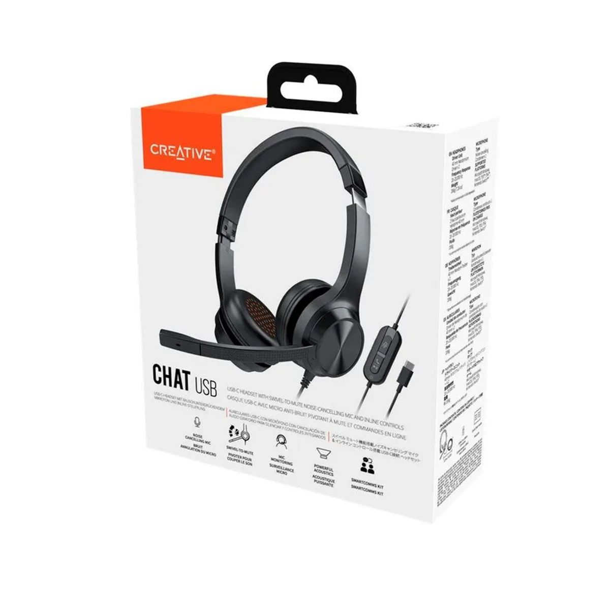 CREATIVE - Auriculares Creative Chat Con Cancelación De Ruido, Conexión Usb-A-C, Sonido Premium Y Com