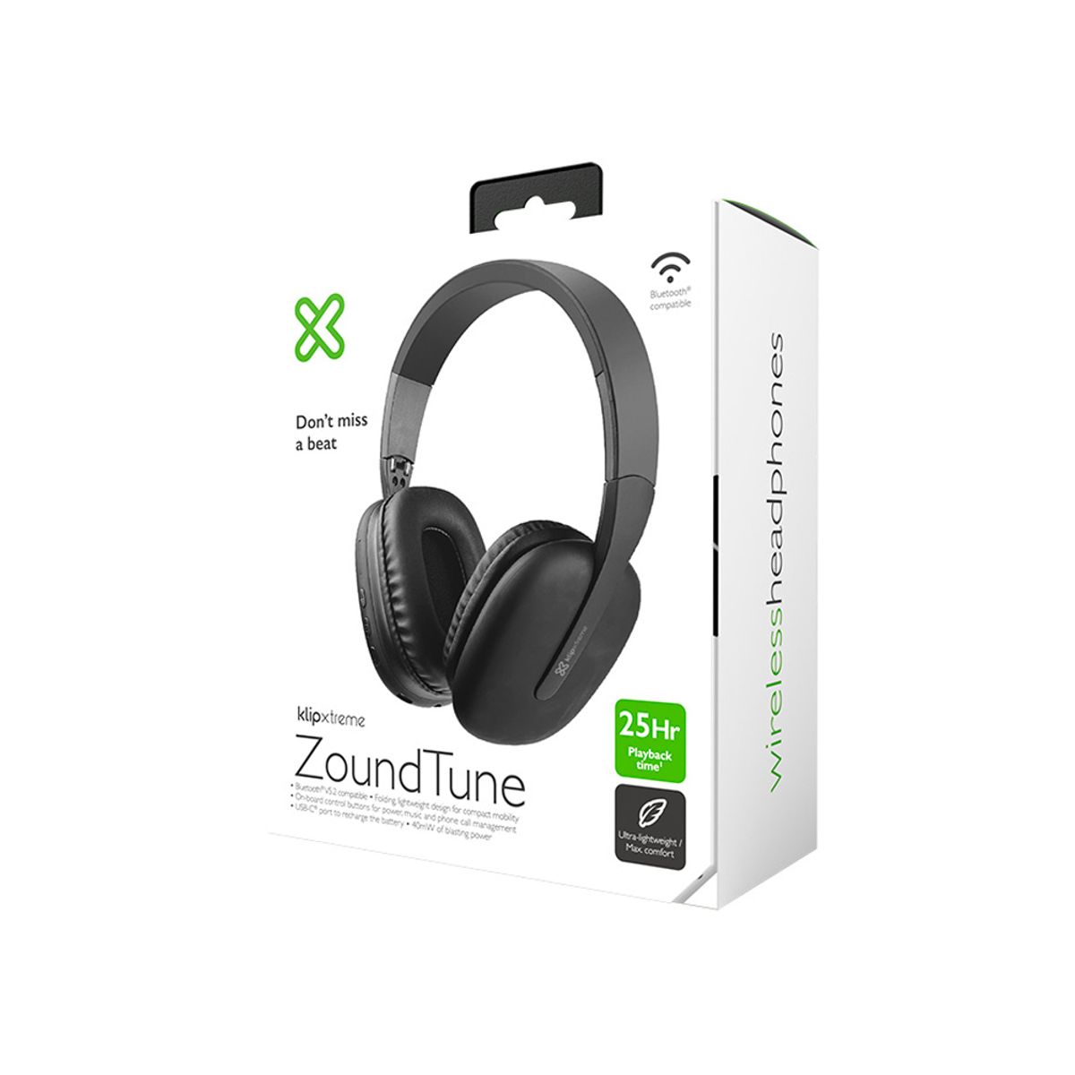 KLIP XTREME - Auricular Klip Xtreme Zoundtune Kwh-010Bk Bluetooth Black, Sonido Envolvente, Diseño Cómod